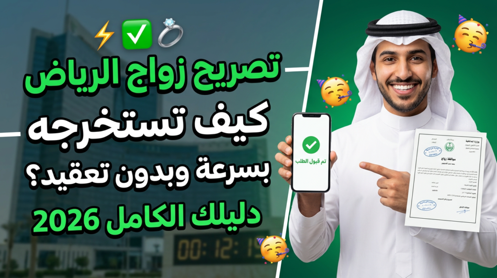 خطوات استخراج تصريح زواج الرياض إلكترونياً 2026.
